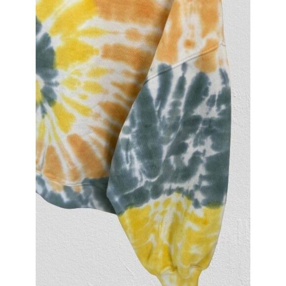 AGOLDE Balloon Sleeve Tie-Dye Sweatshirt Cropped Yellow Blue Size Small - Picture 3 of 8